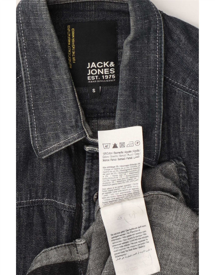 Cămașă Jack & Jones bărbătească din denim mic din bumbac bleumarin
