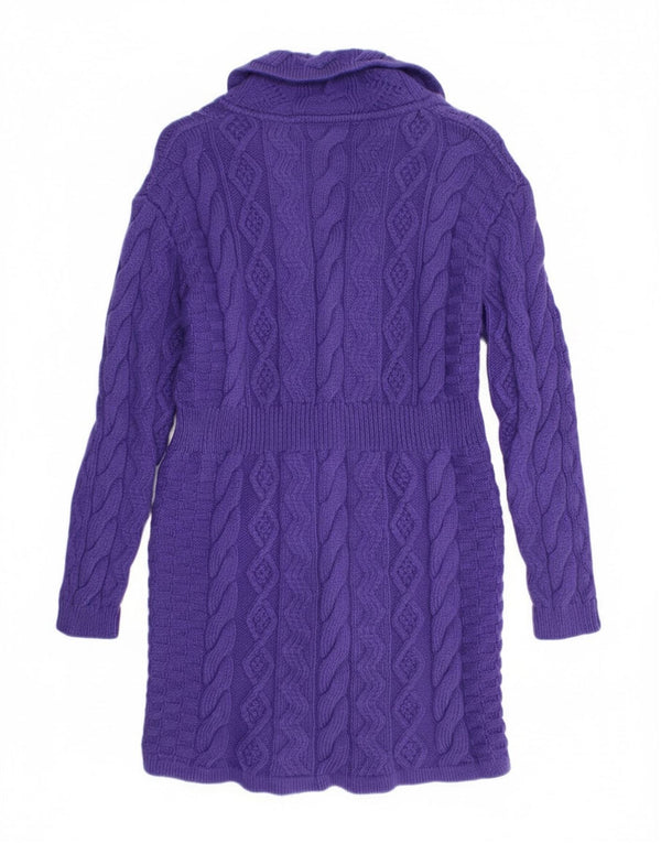 Pulover cardigan cu paragate Blarney pentru femei UK 14 Lână merino mov mare