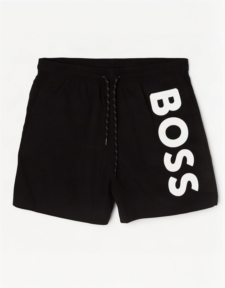 Pantaloni scurți de înot grafic pentru bărbați Hugo Boss, poliamidă neagră medie