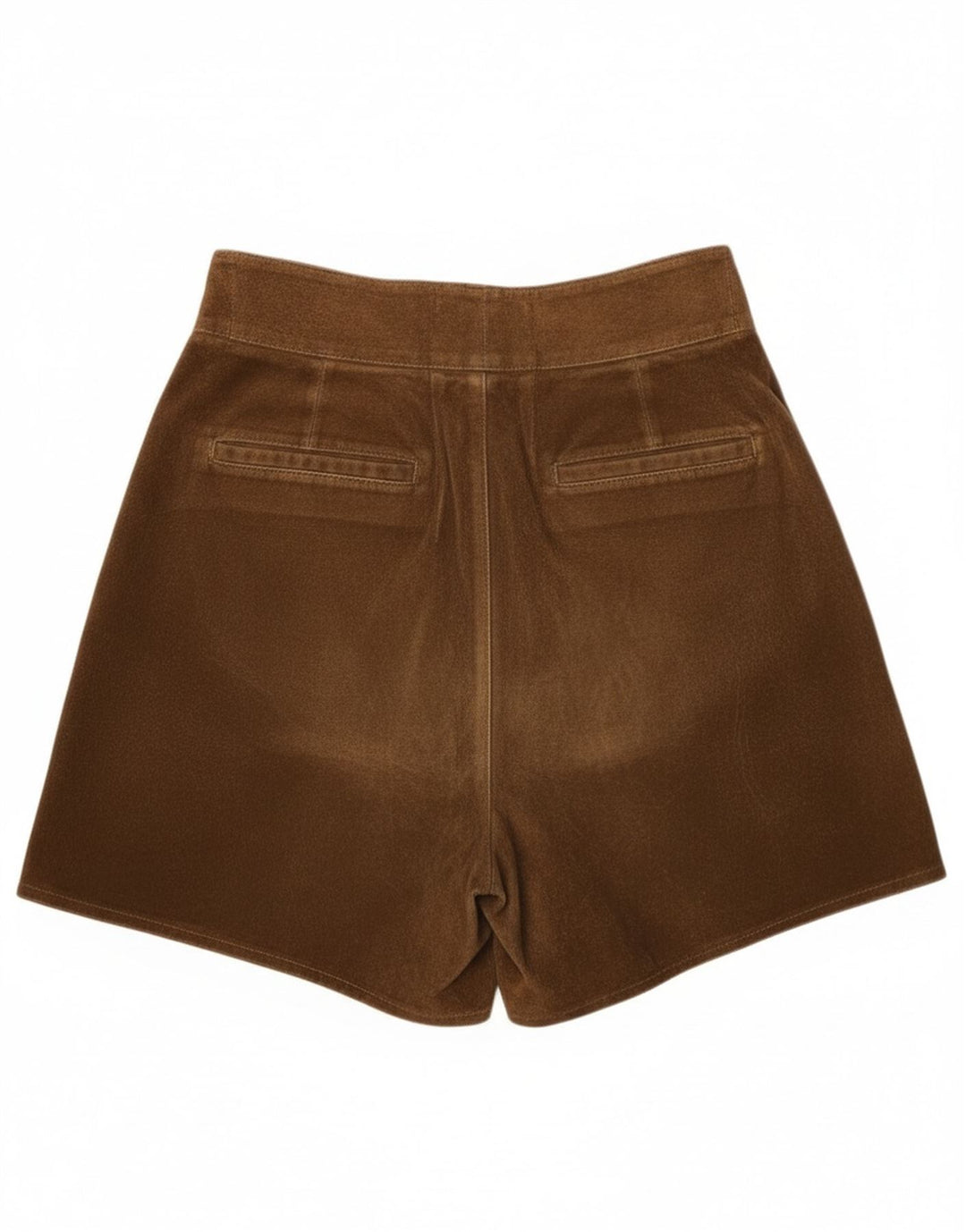 Pantaloni scurti chino din piele intoarsa cu talie inalta de dama vintage W26 maro mici