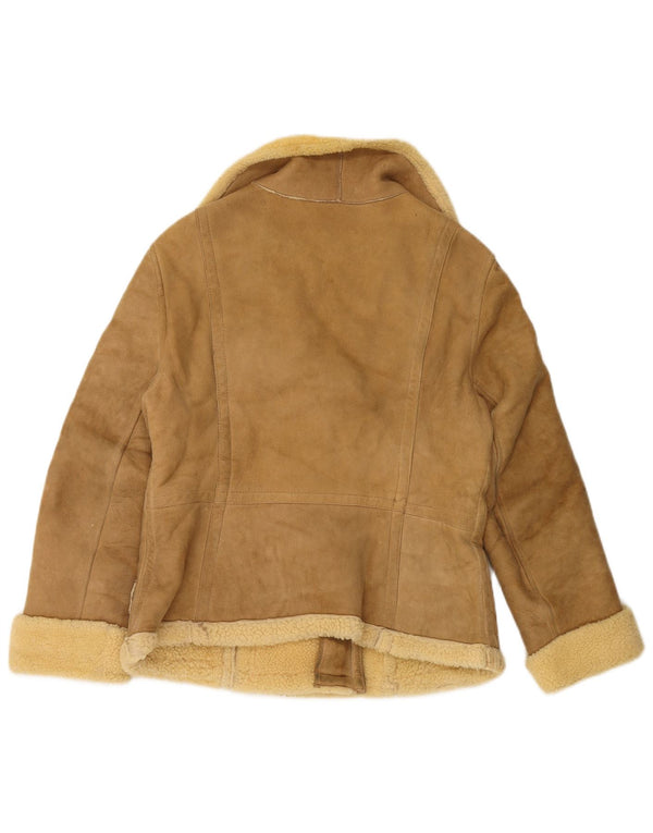 Jachetă din shearling pentru femei VINTAGE UK 14 mare bej