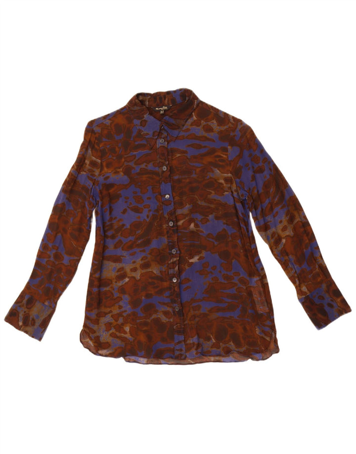 Bluză cămașă cu model abstract pentru femei Massimo Dutti EU 38 Mic Maro