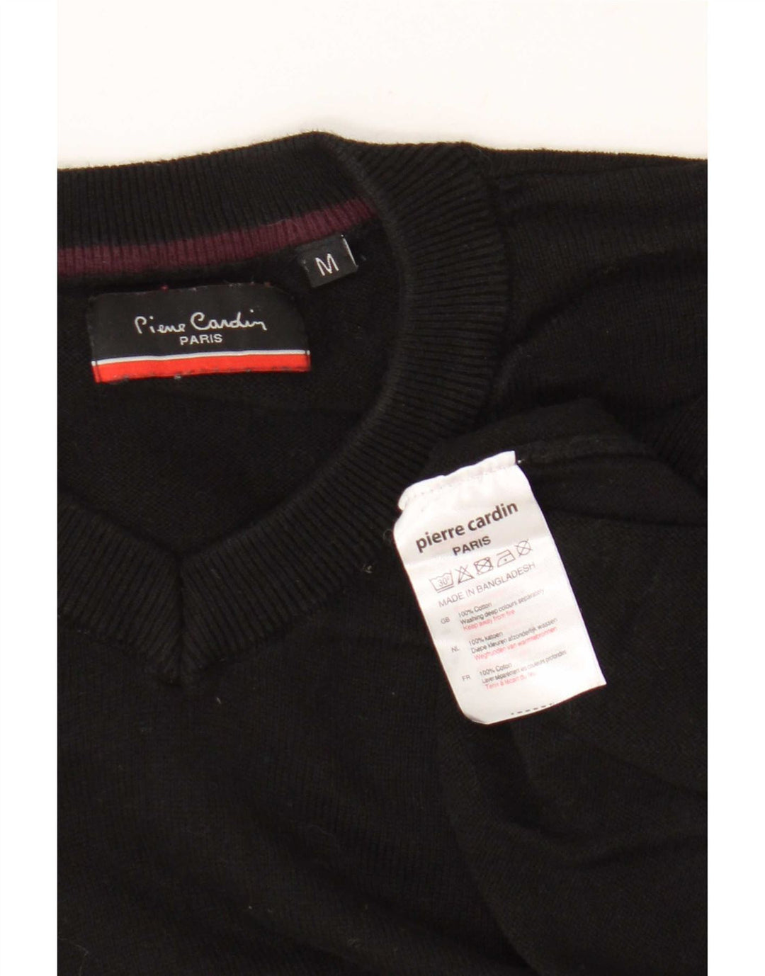 Pulover cu decolteu în V pentru bărbați Pierre Cardin, bumbac mediu negru
