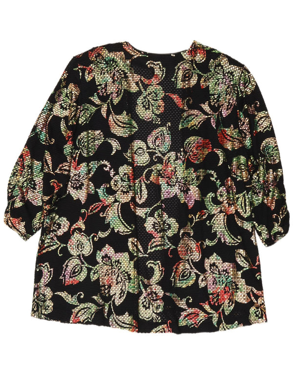 Jachetă vintage pentru femei cu paragate supradimensionate EU 44 XL Negru Floral