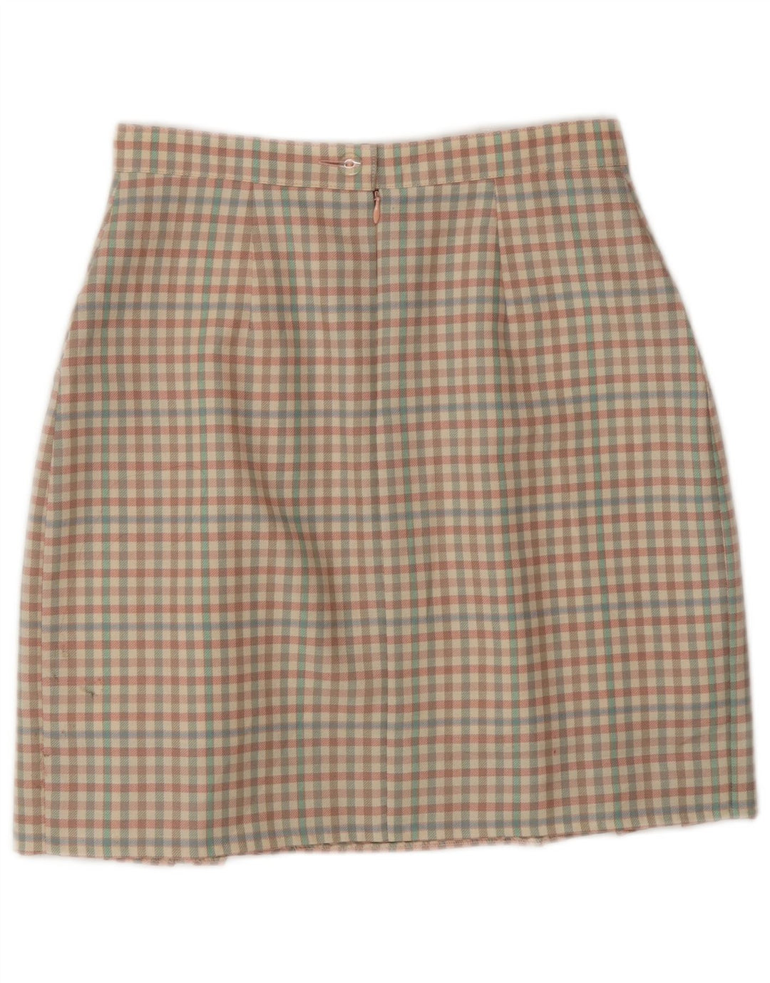 Fusta mini vintage pentru femei IT 42 Medium W26 Lână vichy multicoloră