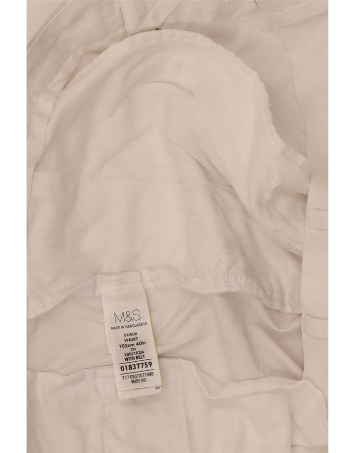 Pantaloni scurți chino pentru bărbați Marks & Spencer W40 XL, bumbac alb