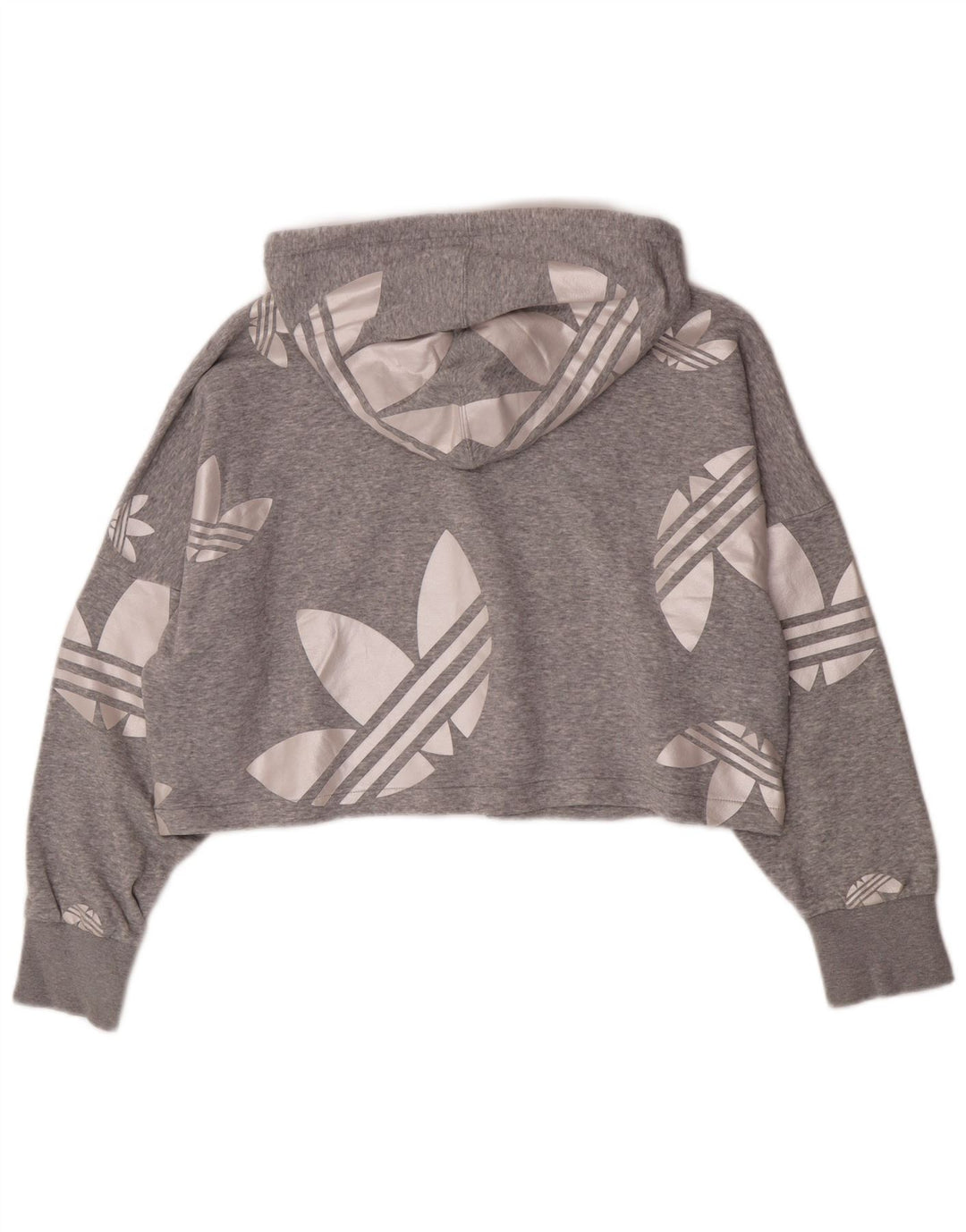 Jumper Adidas Crop Graphic Oversized Hoodie pentru femei UK 12 Bumbac gri mediu