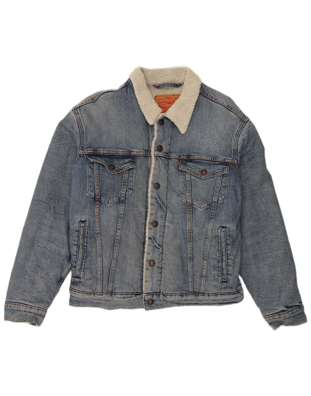 Jachetă pentru bărbați Levi's Sherpa Denim UK 36 Small Blue Bumbac