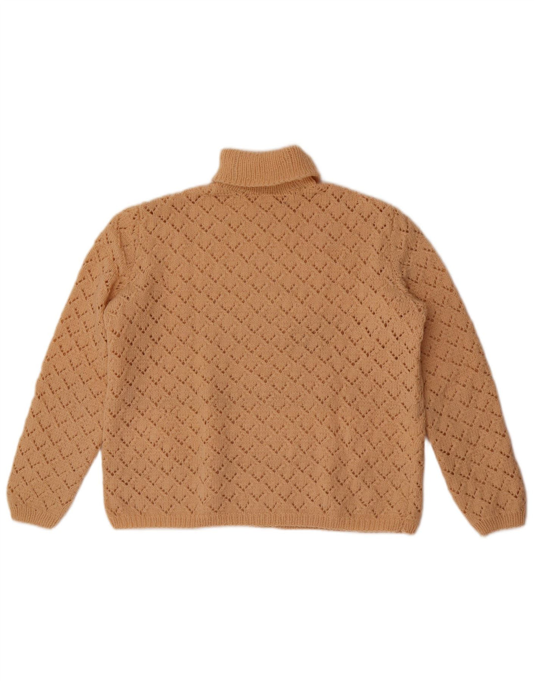 Pulover vintage pentru femei cu gât rulat, UK 14 Bej mediu