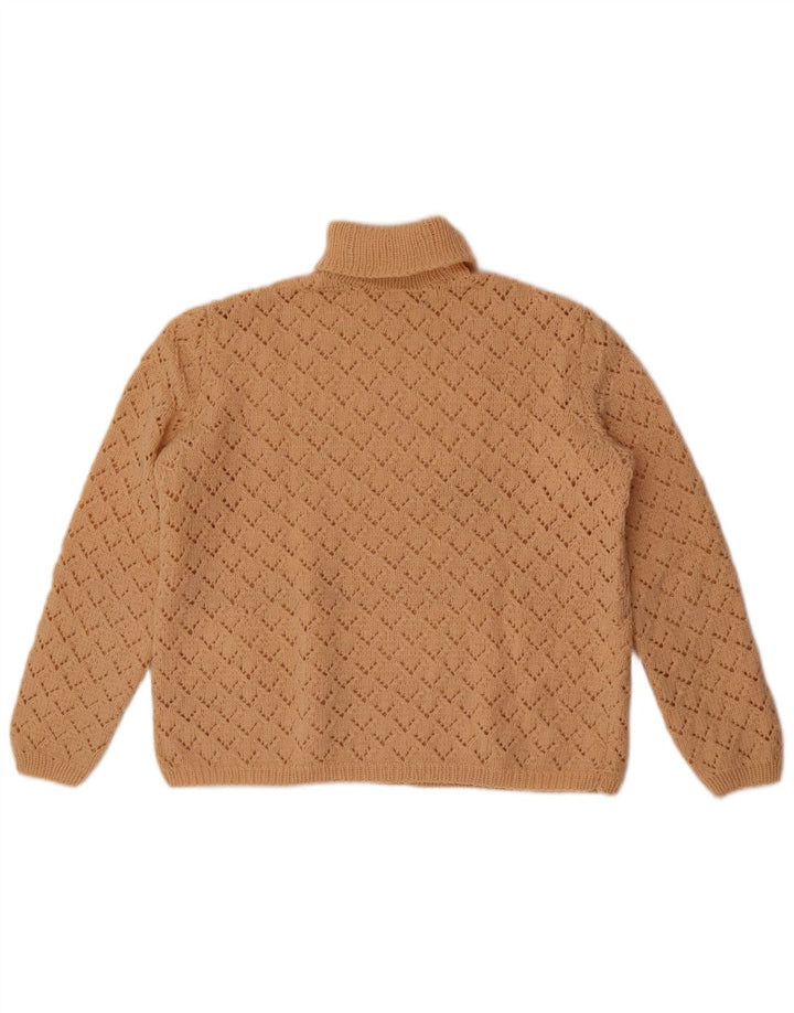 Pulover vintage pentru femei cu gât rulat, UK 14 Bej mediu