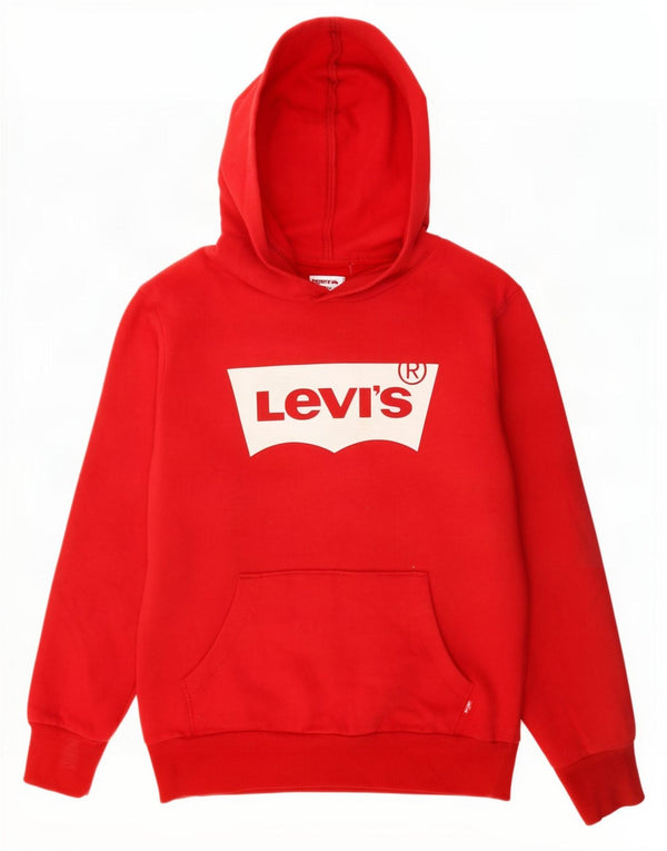 Pulover cu capota cu grafic Levi's pentru băieți, 11-12 ani, bumbac roșu
