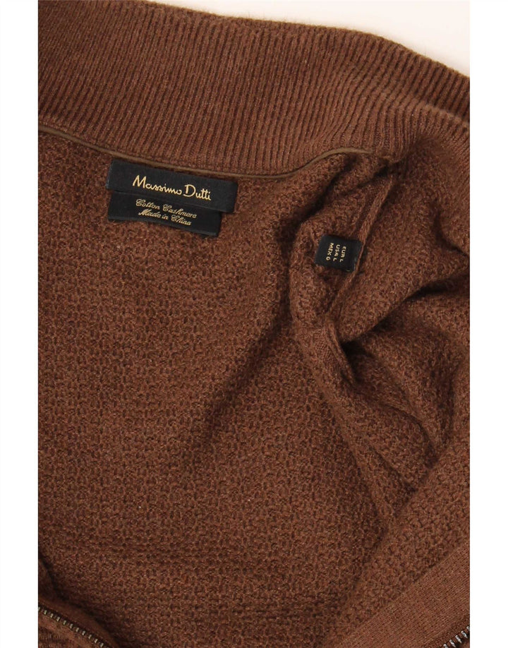 Pulover cardigan pentru bărbați Massimo Dutti, bumbac maro mare
