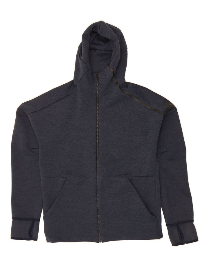 ADIDAS Mens Zip Hoodie Sweater Medium Navy Blue Polyester Vintage Adidas and Second-Hand Adidas from Messina Hembry 