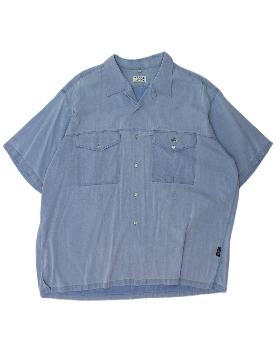 Cămașă cu mânecă scurtă pentru bărbați LACOSTE Mărimea 45 XL Bumbac cu dungi albastre