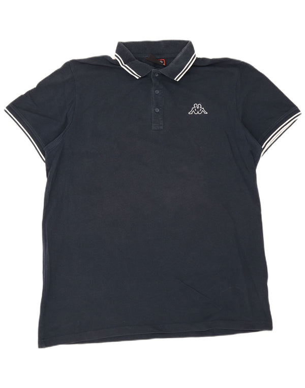 Cămașă polo pentru bărbați Kappa 2XL, bumbac cu dungi bleumarin