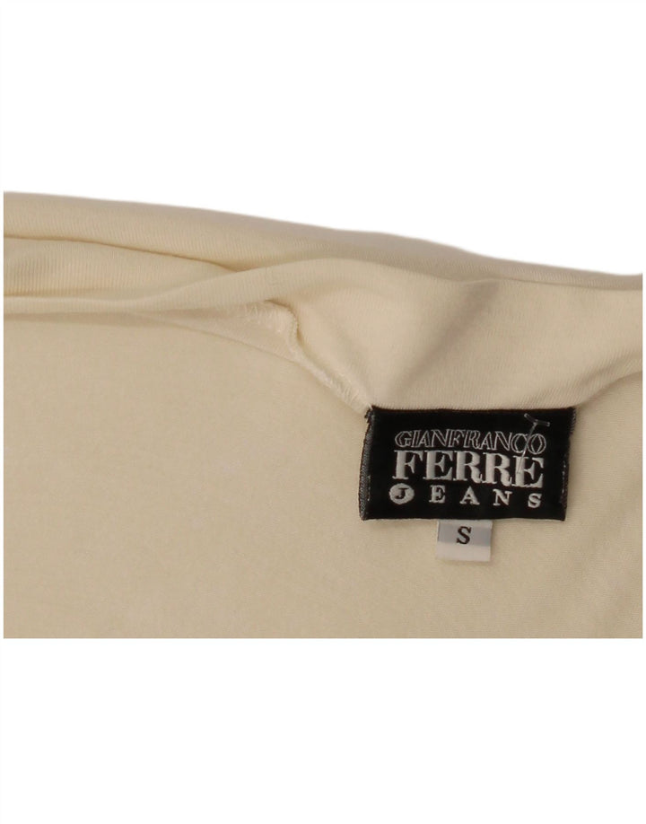 Gianfranco Ferre Top grafic pentru femei cu mânecă lungă UK 10 Small Off White