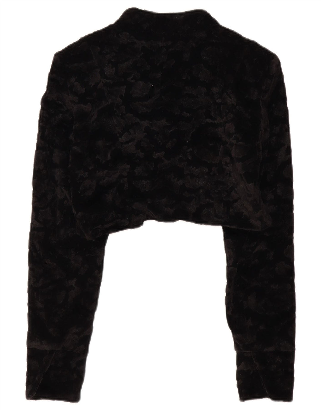 Jachetă Bolero pentru femei VINTAGE din blană artificială UK 14 Poliester negru mare