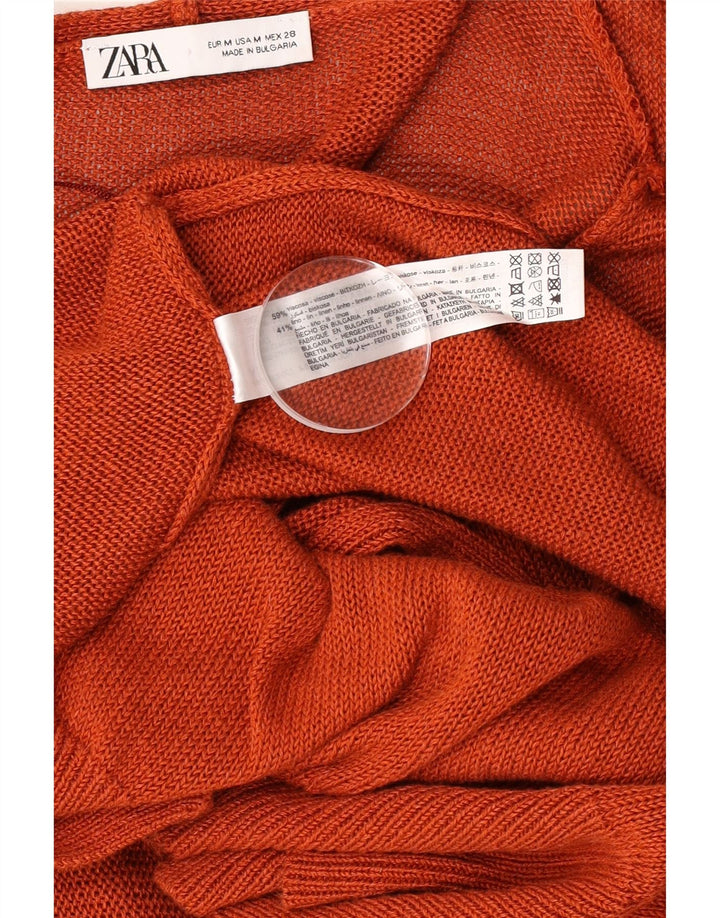 Pulover cardigan deschis pentru femei Zara UK 14, maro mediu, viscoză