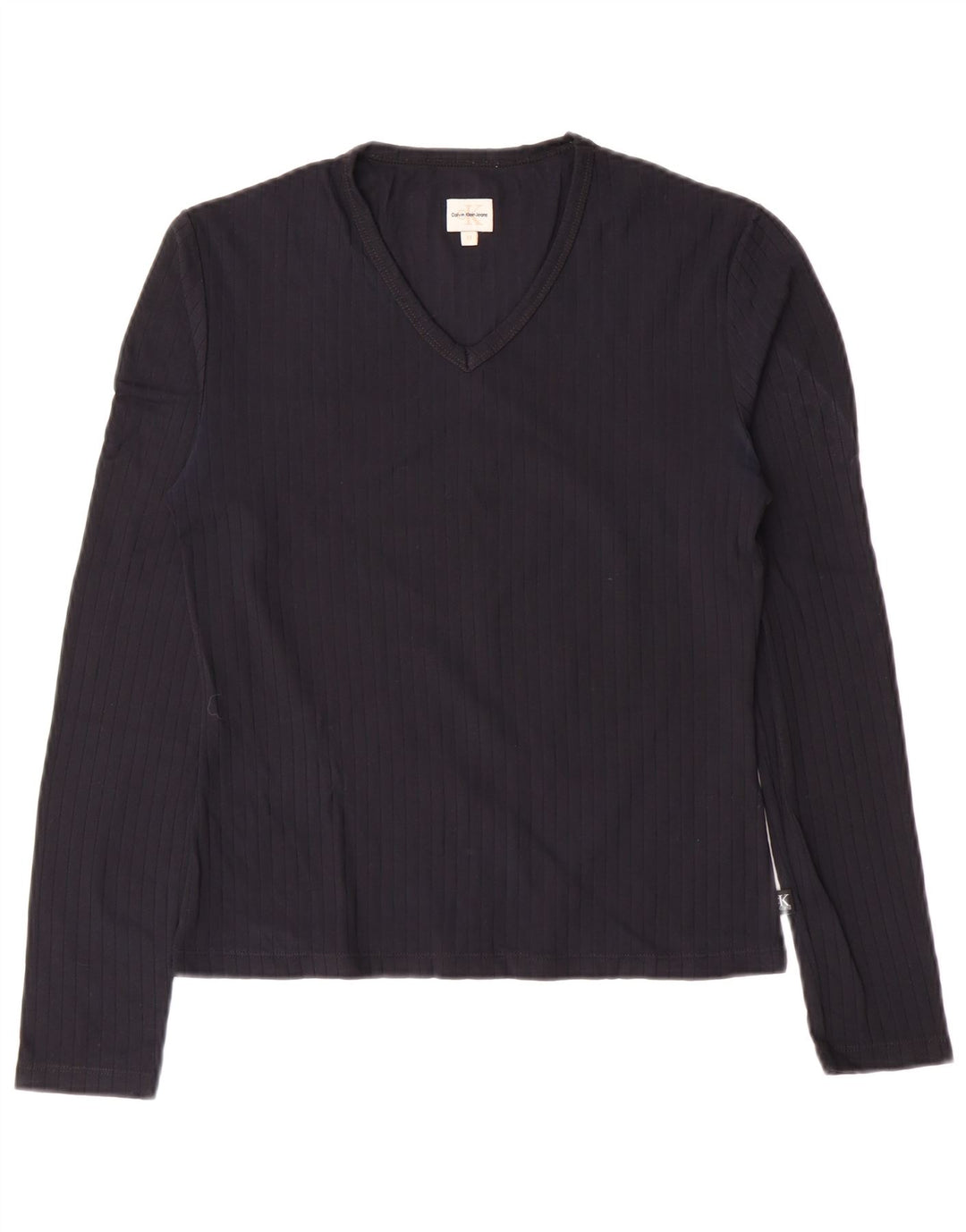 CALVIN KLEIN JEANS Top pentru femei cu mânecă lungă UK 12 Mediu Bleumarin Poliamidă