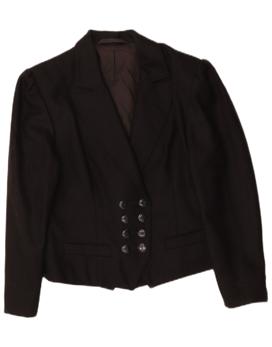 Jachetă pentru femei VINTAGE Blazer dublu piept UK 14 Medium Black