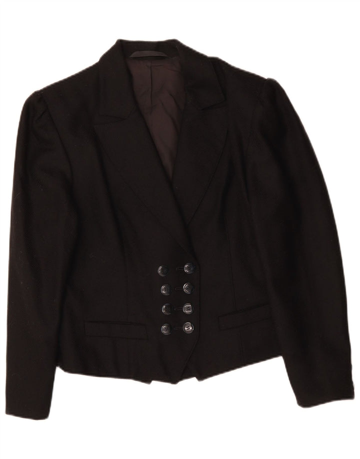 Jachetă pentru femei VINTAGE Blazer dublu piept UK 14 Medium Black