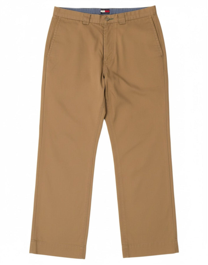 TOMMY HILFIGER Mens Straight Chino Trousers W32 L32 Beige Polyester