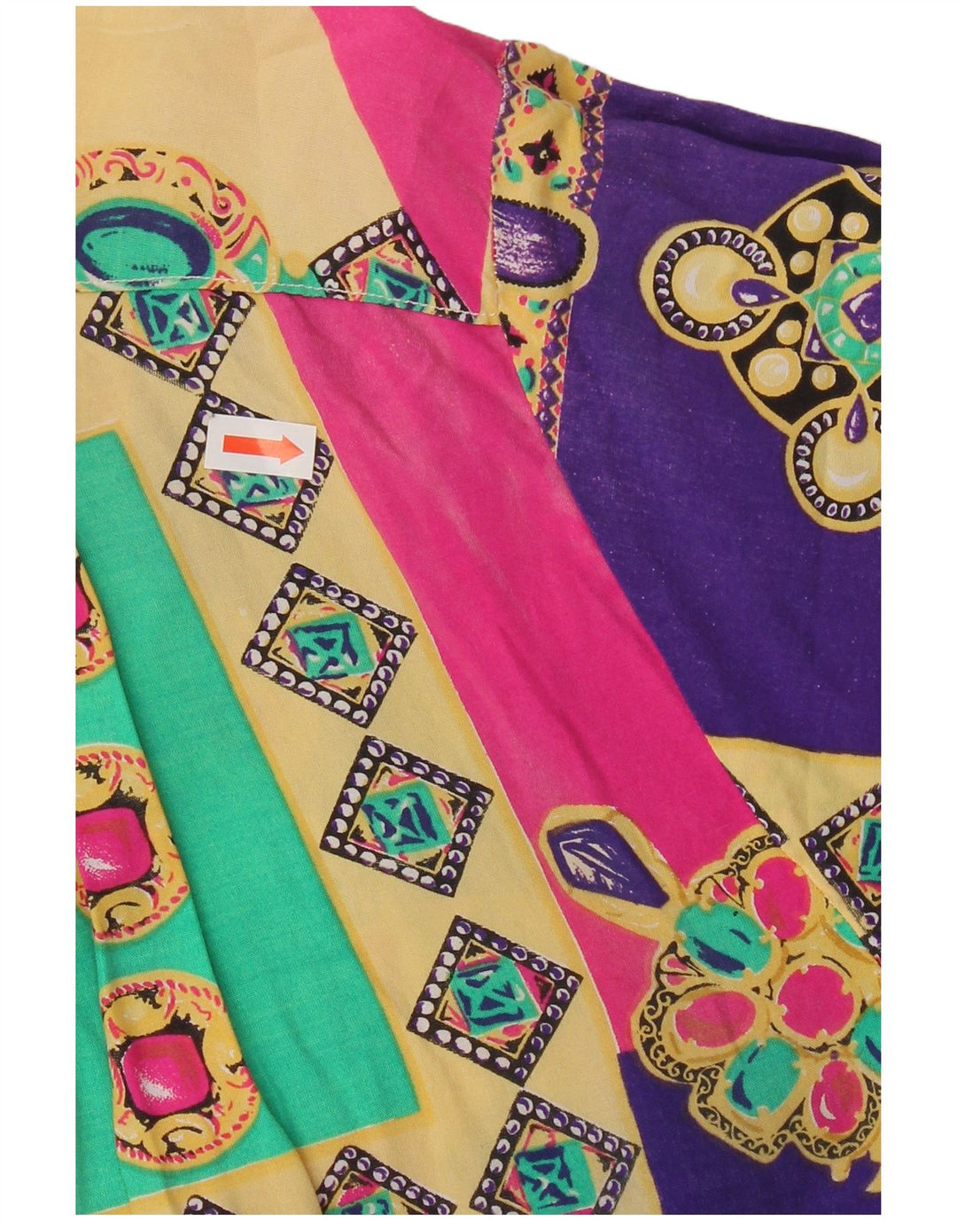 Bluză vintage cămașă cu mânecă scurtă pentru femei UK 20 2XL, multicoloră, patchwork