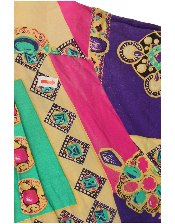 Bluză vintage cămașă cu mânecă scurtă pentru femei UK 20 2XL, multicoloră, patchwork