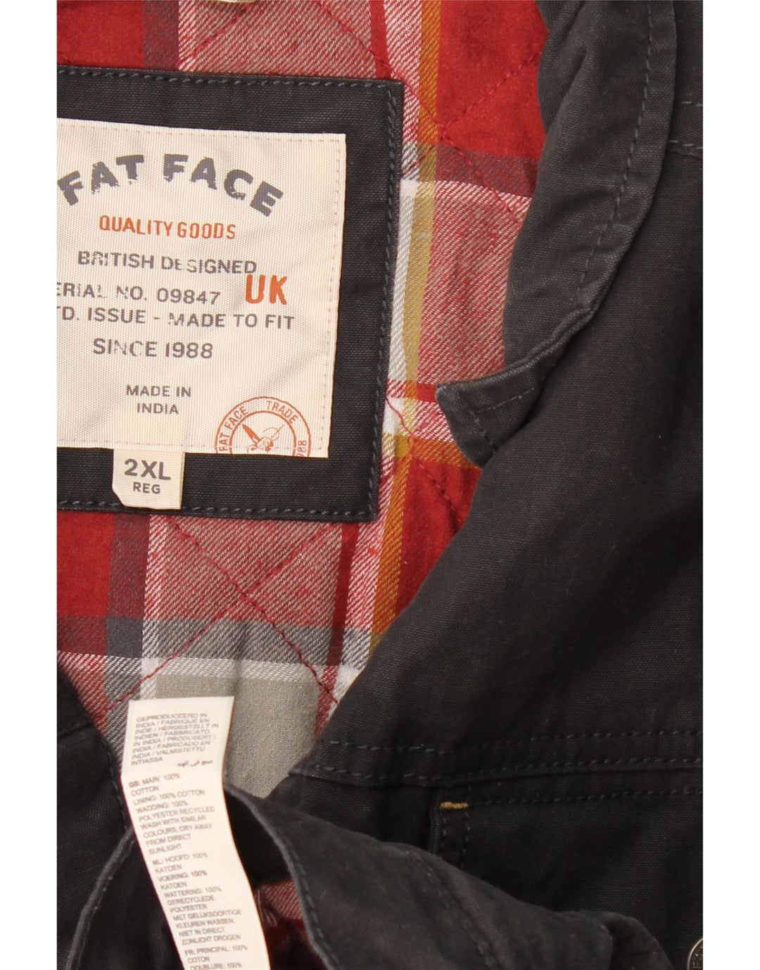 FAT FACE Bomber Jacket pentru bărbați UK 44 2XL Bumbac negru