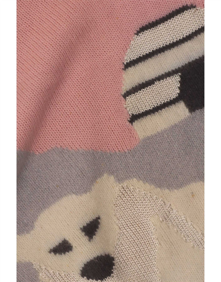Pulover pentru damă Silvy cu decolteu rotund cu grafică IT 44 Roz mediu Colorblock
