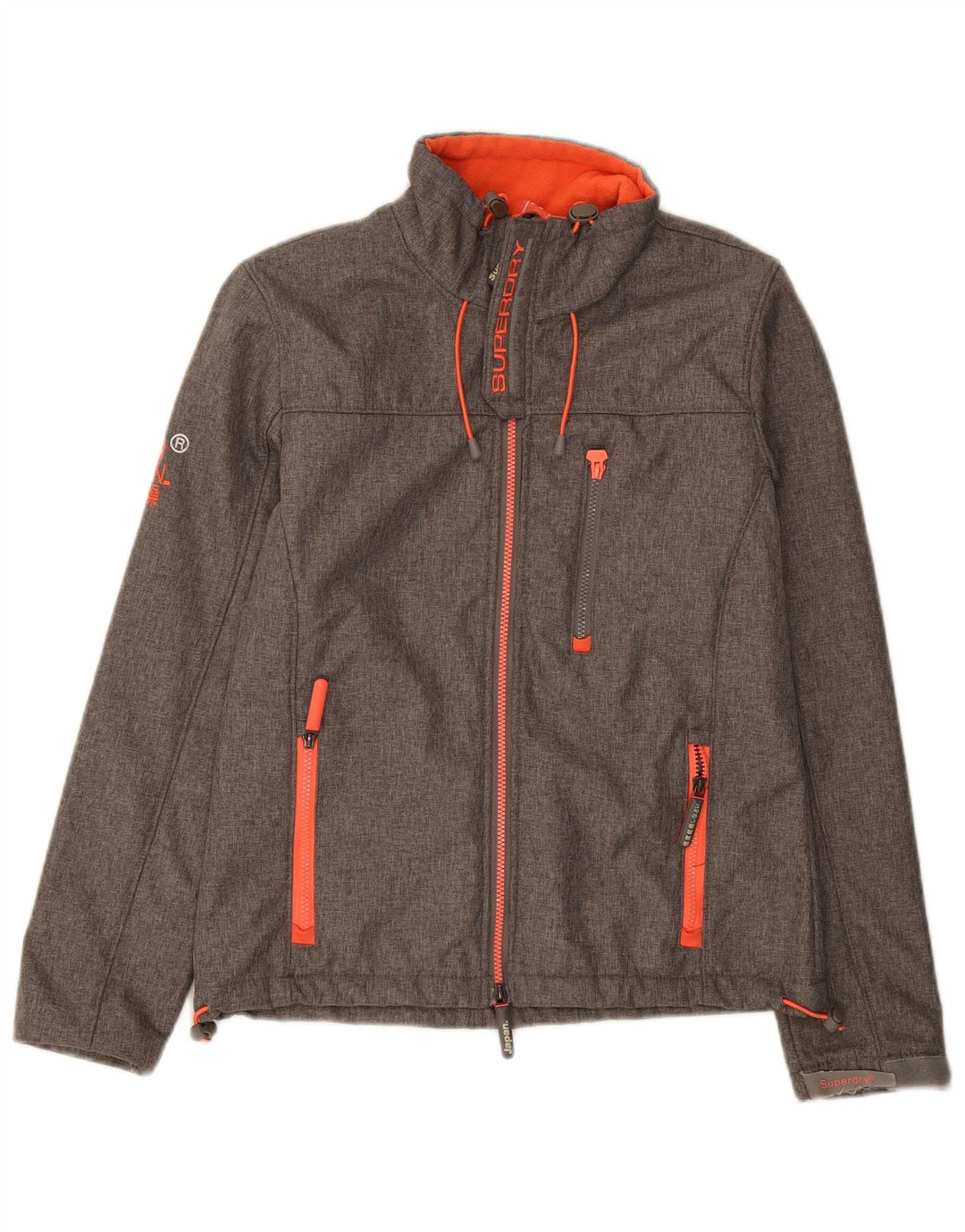 SUPERDRY Womens Windtrekker Graphic Windbreaker Jacket UK 14 Medium Grey