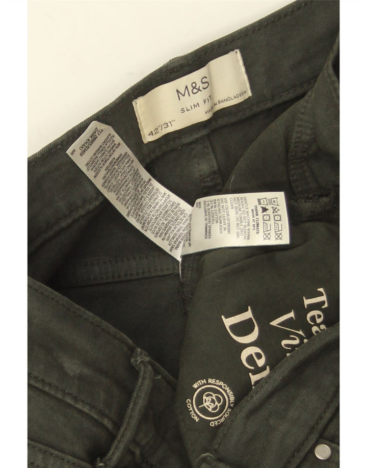 Blugi slim pentru bărbați Marks & Spencer W42 L31 bumbac verde