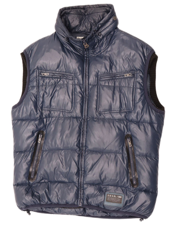 Gilet căptușit cu glugă pentru bărbați Diesel UK 46 2XL Nailon bleumarin