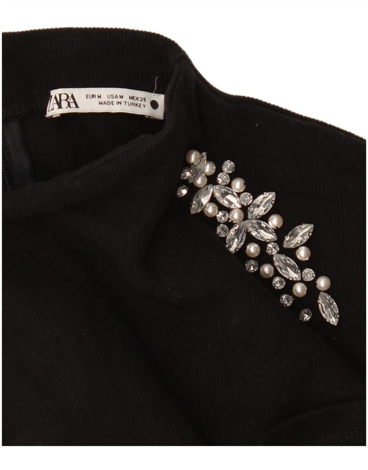 Top femeie Zara cu mânecă lungă UK 14 Medium Negru