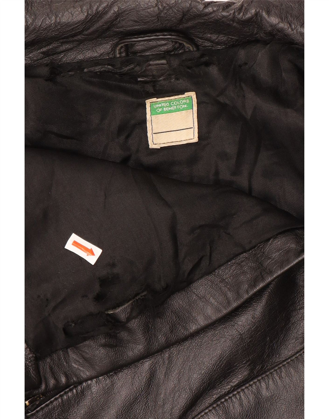 Geacă de piele Benetton pentru femei UK 14 Medium Black Leather
