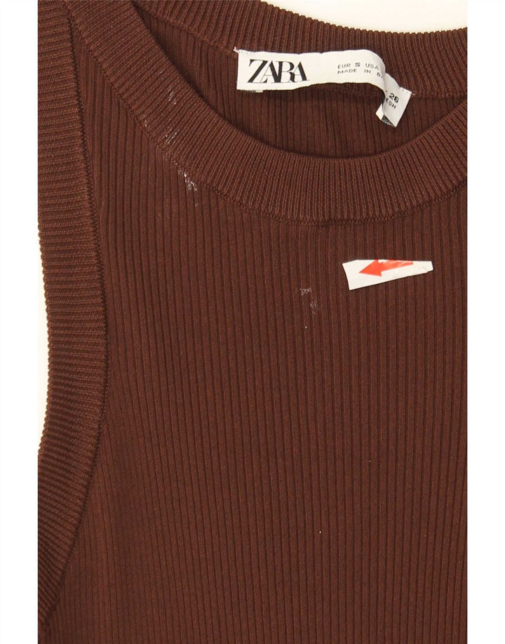Vestă pentru femei Zara UK 8 Small Brown Viscose