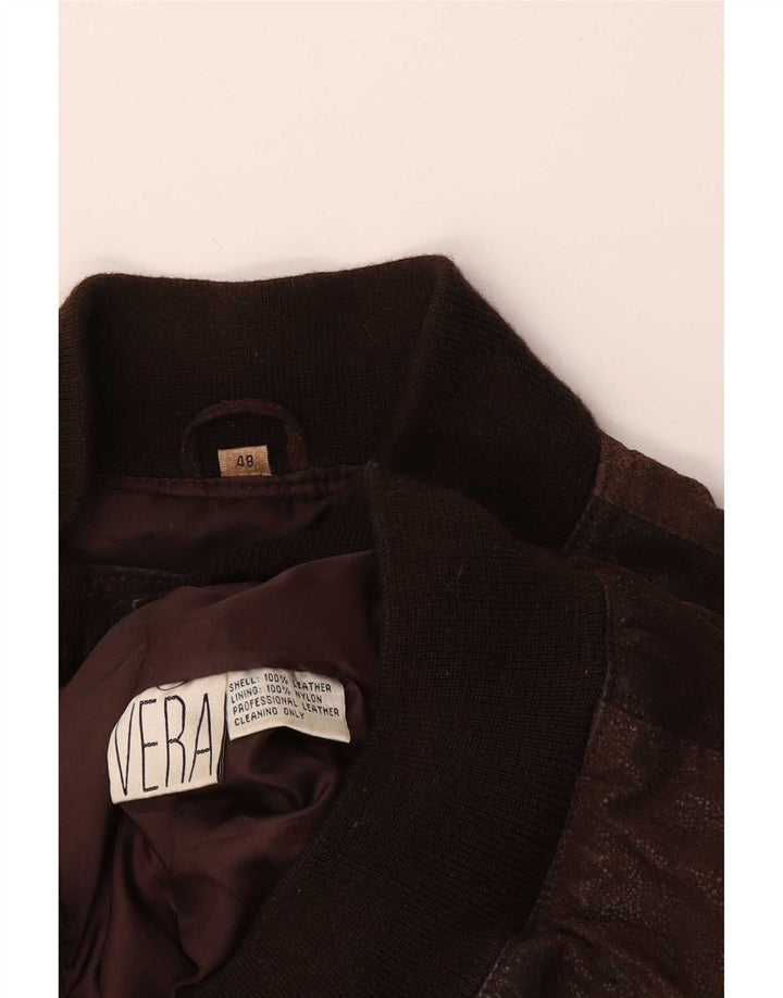 Jachetă Bomber din piele vintage pentru bărbați IT 48 Maro Mediu