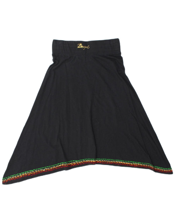 Fusta asimetrică cu grafică Desigual pentru femei Medium W28 Bumbac floral negru