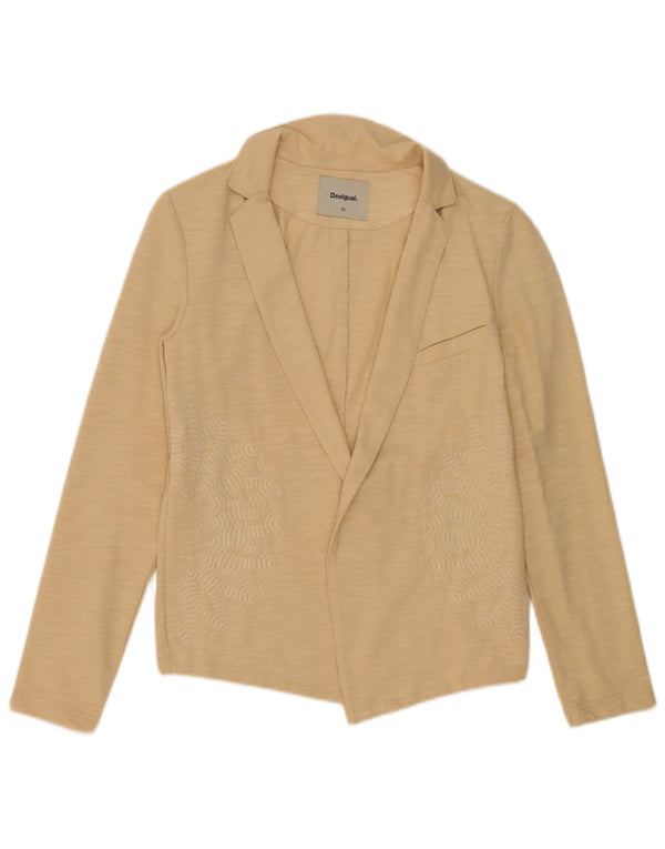 Jachetă Blazer Desigual pentru femei EU 38 Medium Bej Bumbac cu pete