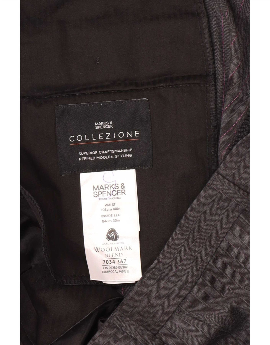 Marks & Spencer Pantaloni drepți pentru bărbați L40 L33 Lână gri