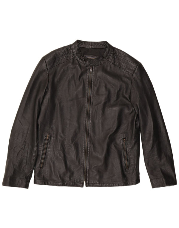 Jachetă de piele vintage pentru bărbați UK 38 Medium Black Leather