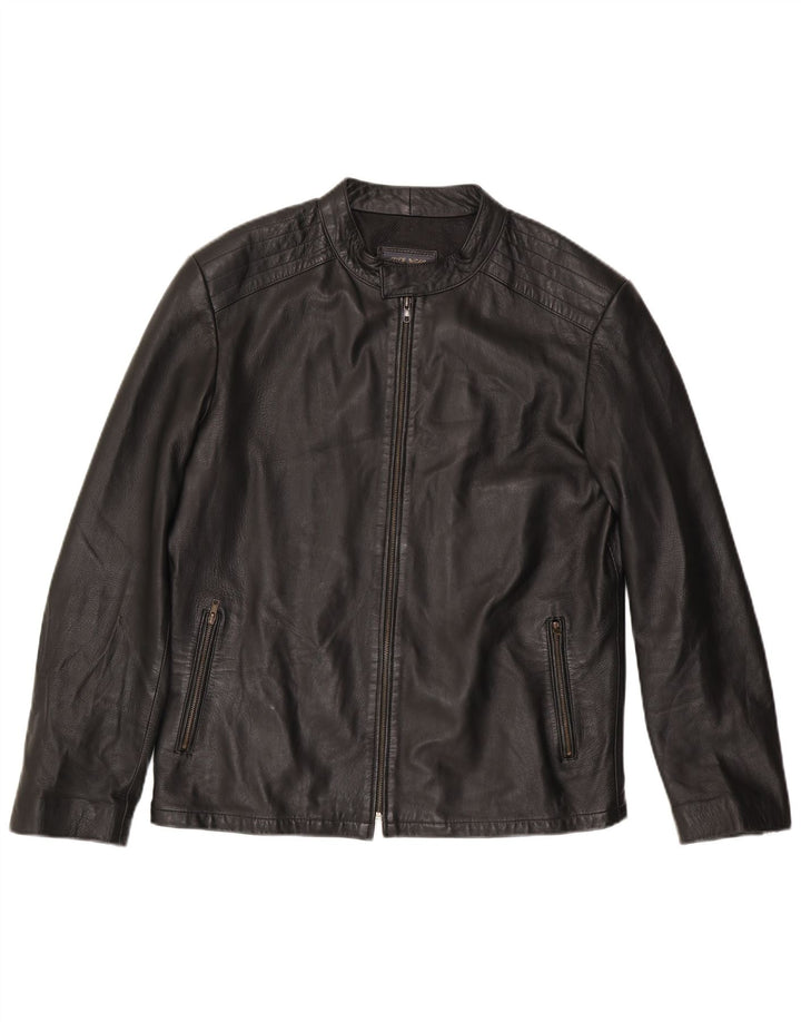 Jachetă de piele vintage pentru bărbați UK 38 Medium Black Leather