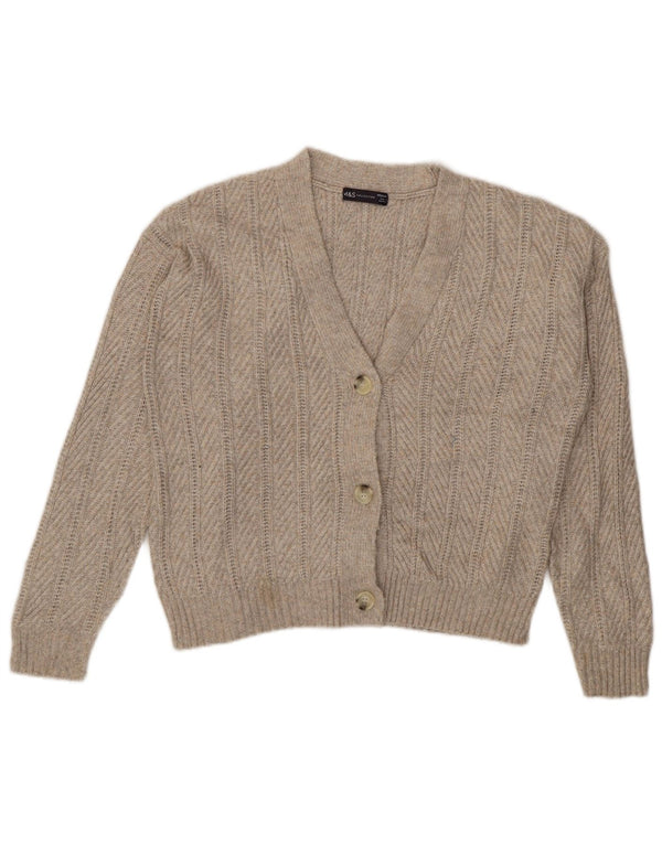 Pulover pentru femei Marks & Spencer Crop Cardigan UK 14 Medium Bej Poliester