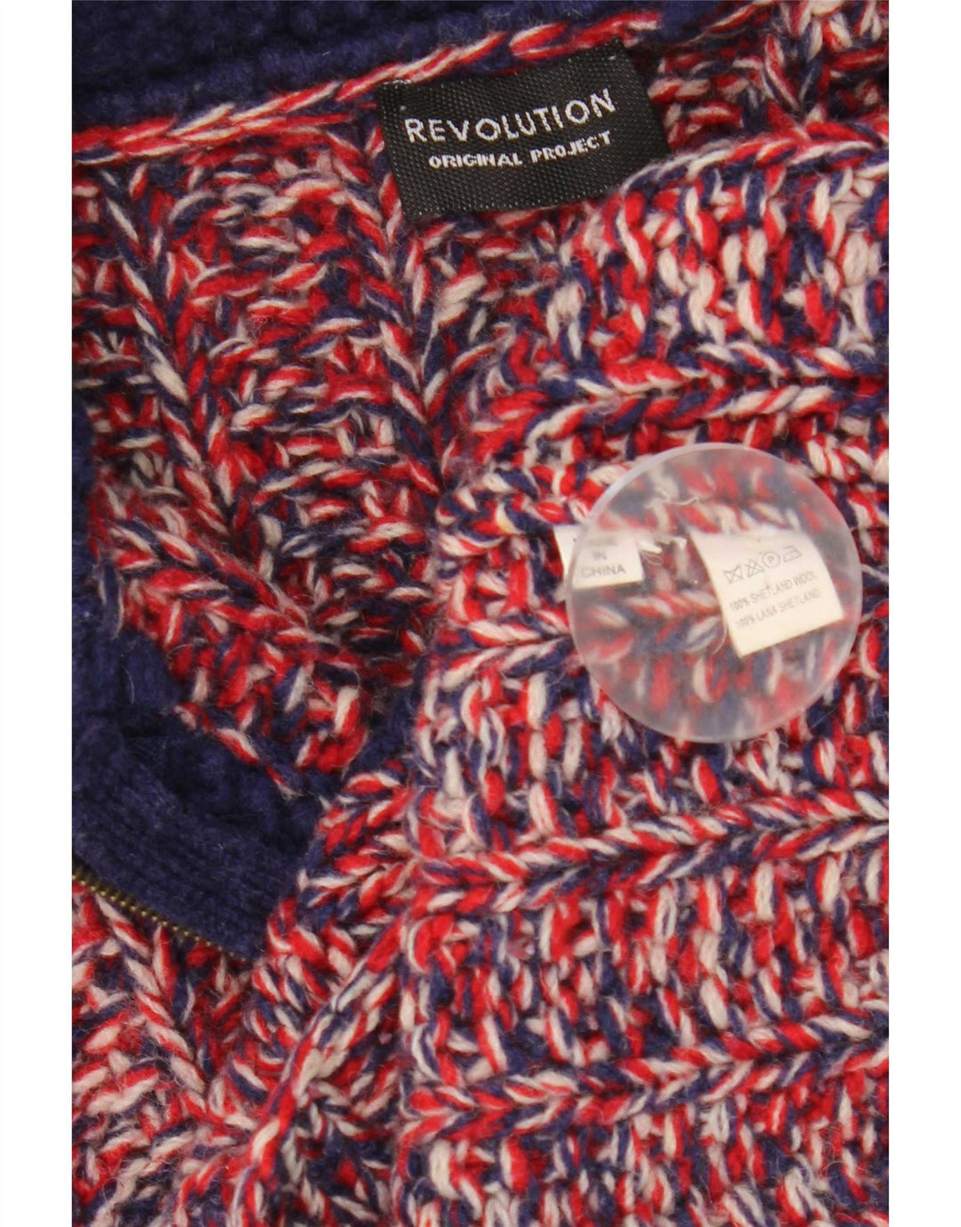 Cardigan Vintage pentru bărbați din lână roșie cu pete mici