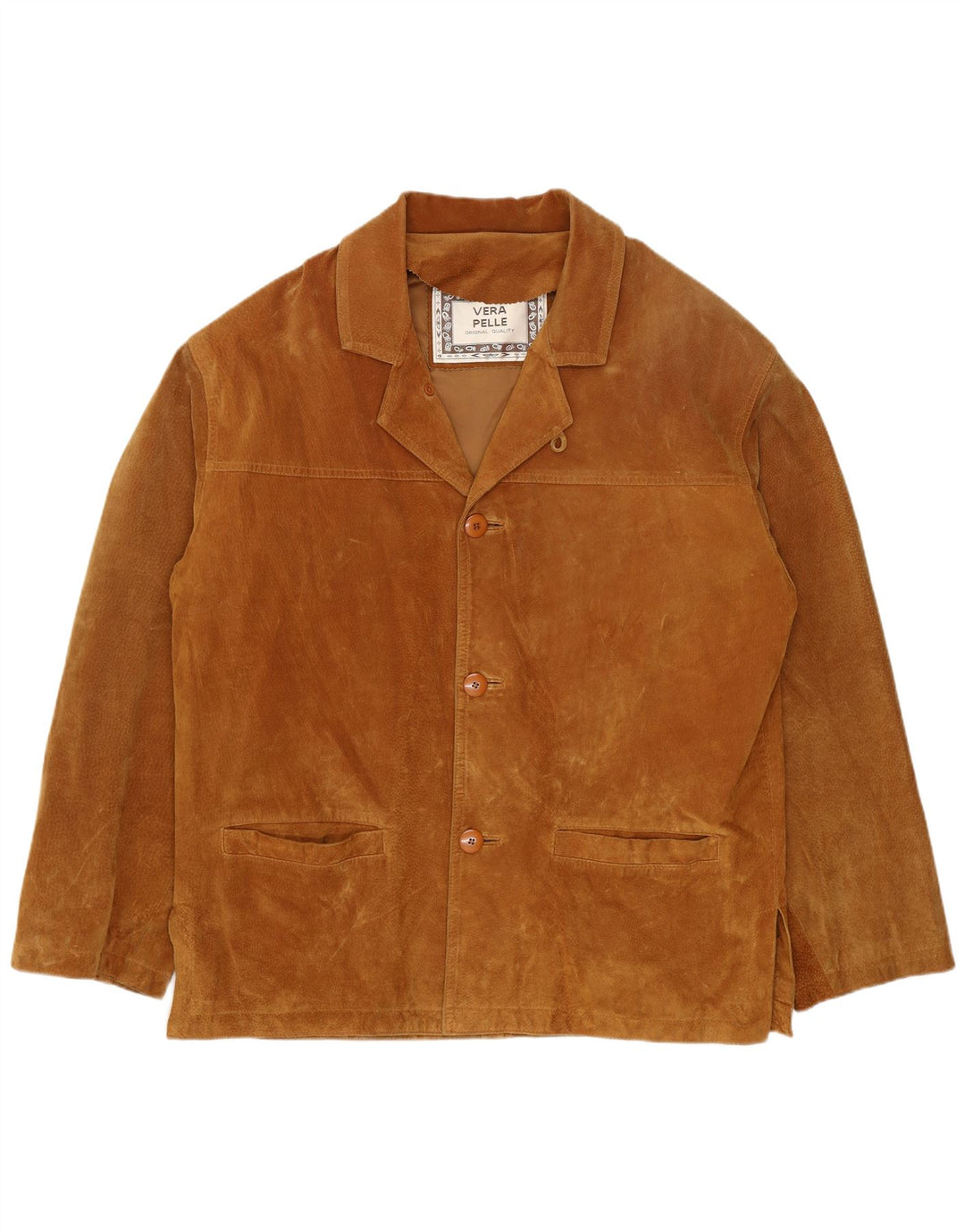 Jacheta de piele intoarsa pentru barbati vintage IT 46 Mica Bej