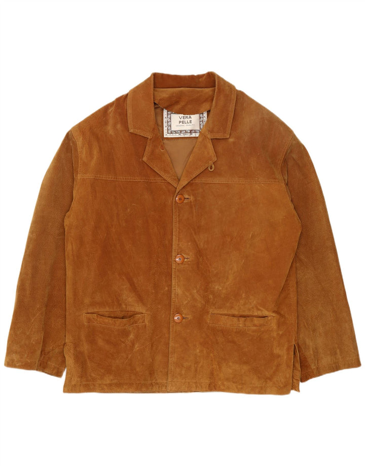 Jacheta de piele intoarsa pentru barbati vintage IT 46 Mica Bej