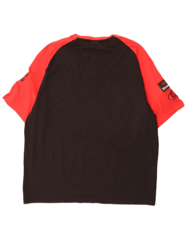 Hugo Boss Mens Graphic T-Shirt Top XL Black Colourblock Cotton