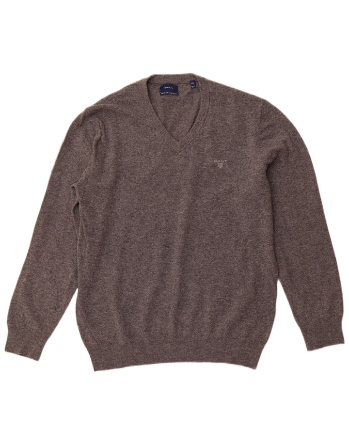 GANT Pulover cu decolteu în V pentru bărbați, 2XL, lână de miel gri