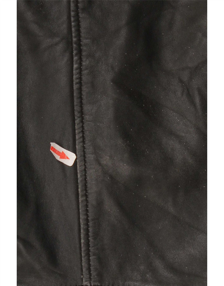 Jachetă de piele crop pentru femei Mango UK 10 Small Black