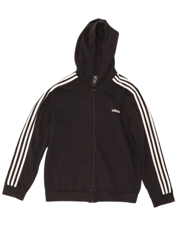 ADIDAS Pulover supradimensionat cu capota cu fermoar pentru femei UK 24/26 2XL bumbac negru